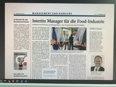 Interim Manager für die Food-Industrie - LZ 13.11.2015
