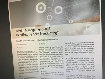 Rau Interim GmbH: Artikel im E-Paper der DDIM: Interim Management 2016: Trendsetteing oder Trendsitting?