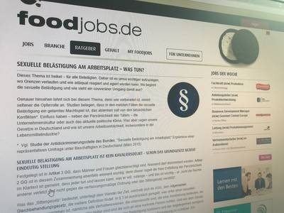 Sexuelle Belästigung am Arbeitsplatz / foodjobs.de